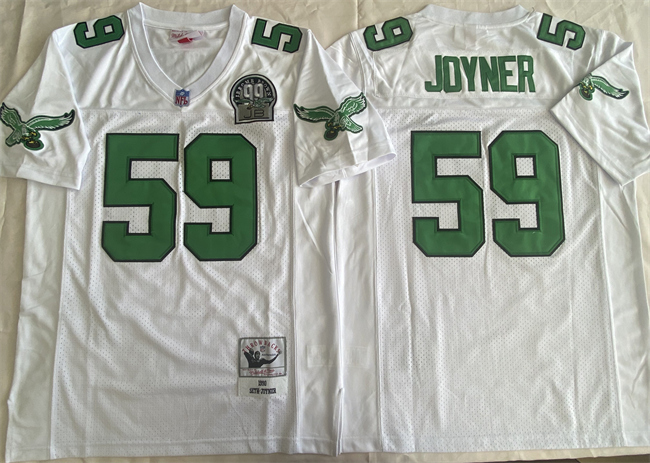 Men's Philadelphia Eagles #59 Seth Joyner White Throwback Stitched Football Jersey